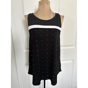 DKNY Black & White Geo Dots Jersey Tank Top Size S